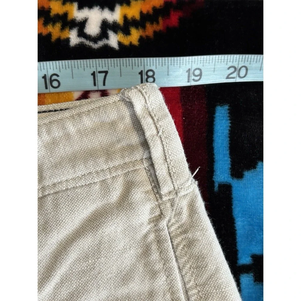 St John's Bay Beige Khaki Pants Size 38x32 Straight Leg Logo High Rise Zip Linen